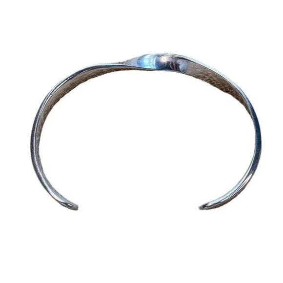 SAUSALITO CRAFTWORKS Silver Twisted Cuff Bracelet 6"-7" Adjustable Boho Minimal - Picture 4 of 6